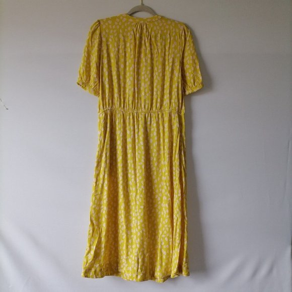 Amazon Essentials Womens Yellow Round Neck Polka Dot Midi A-Line Dress Size M - Picture 2 of 8